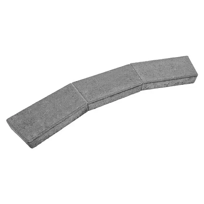Diephaus Mähstein Flex - 24 x 12 x 4 cm, Grau, Beton - Gebogenes, segmentiertes graues Beton- oder Steinrandstück.