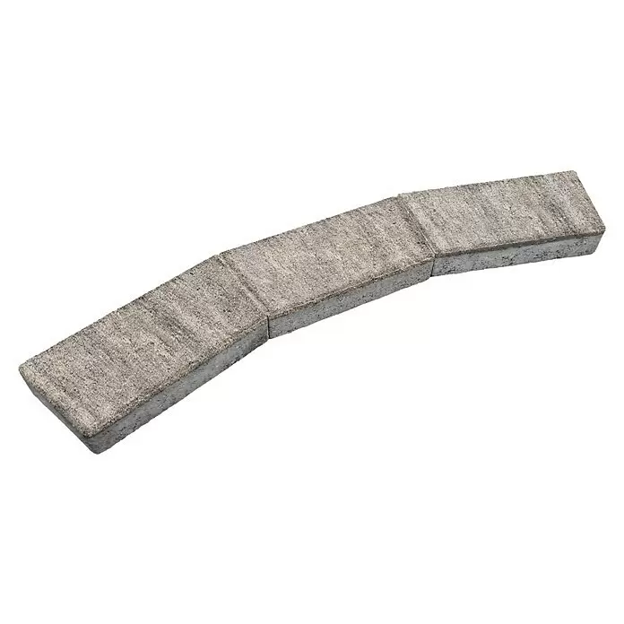 Diephaus Mähstein Flex - 24 x 12 x 4 cm, Muschelkalk, Beton - Gekrümmter, segmentierter grauer Betonrandstein für Gartenwege.