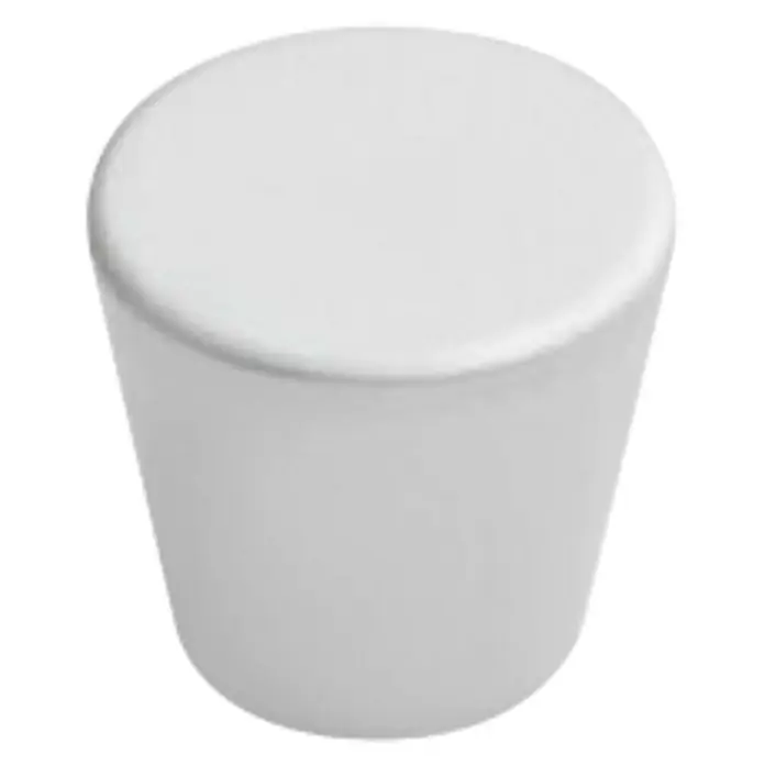 Nesu Pomo para muebles 34714 - Ø x Al: 25 x 25 mm, Acero - Primer plano de un solo tirador redondo blanco, perfecto para muebles o cajones. Diseño simple y moderno que se adapta a cualquier habitación.