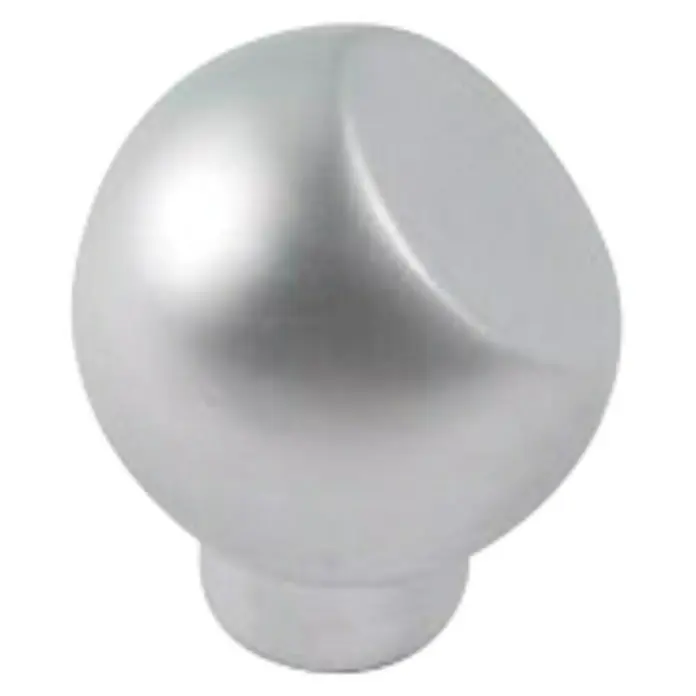 Nesu Pomo para muebles 32217 - Ø x Al: 25 x 25 mm, Acero, Cromo - Primer plano de un pomo de color plateado, con una superficie lisa y redondeada y una base cilíndrica.
