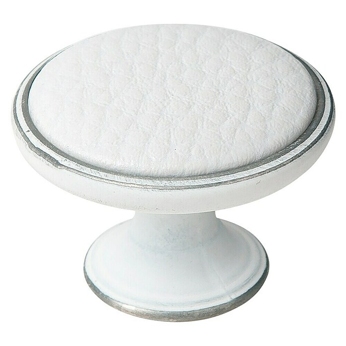 Nesu Pomo para muebles Piel blanco (Ø x Al: 37 x 26 mm, Metal)