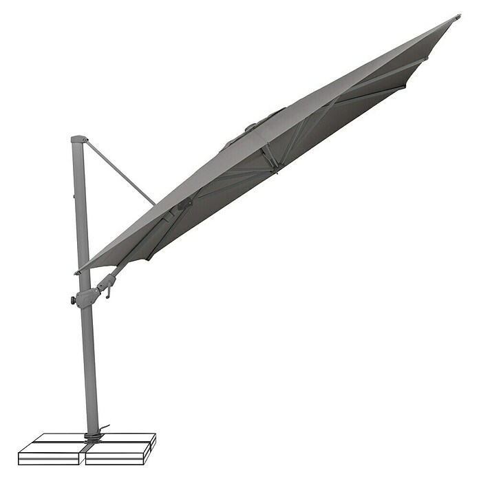 Suncomfort Ampelschirm Varioflex (Steingrau, Bespannungsmaß (L x B): 300 x 300 cm) | BAUHAUS