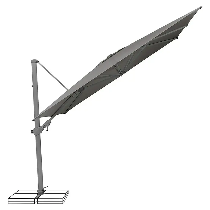 Suncomfort Ampelschirm Varioflex - Steingrau, Bespannungsmaß (L x B): 300 x 300 cm - Ein schattenspendender Ampelschirm in Grau, ideal für sonnige Tage im Garten oder auf der Terrasse. Der Sonnenschirm bietet optimalen Schutz vor UV-Strahlen.