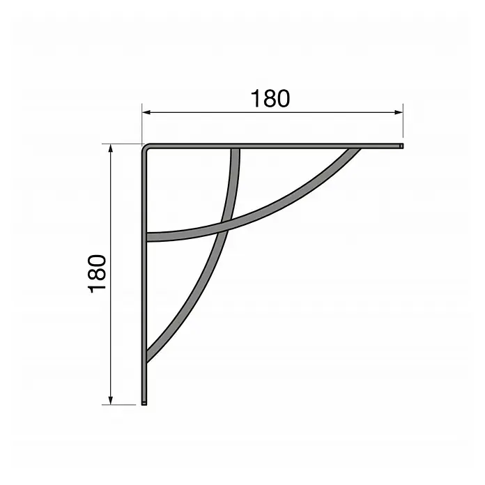 Walteco Wandkonsole Nivo - L x B: 18 x 18 cm, Belastbarkeit: 20 kg, Stahl, Mattschwarz - Abbildung einer Regalhalterung mit den Maßen 180 x 180 mm, die eine stabile und stilvolle Unterstützung für Regale bietet.
