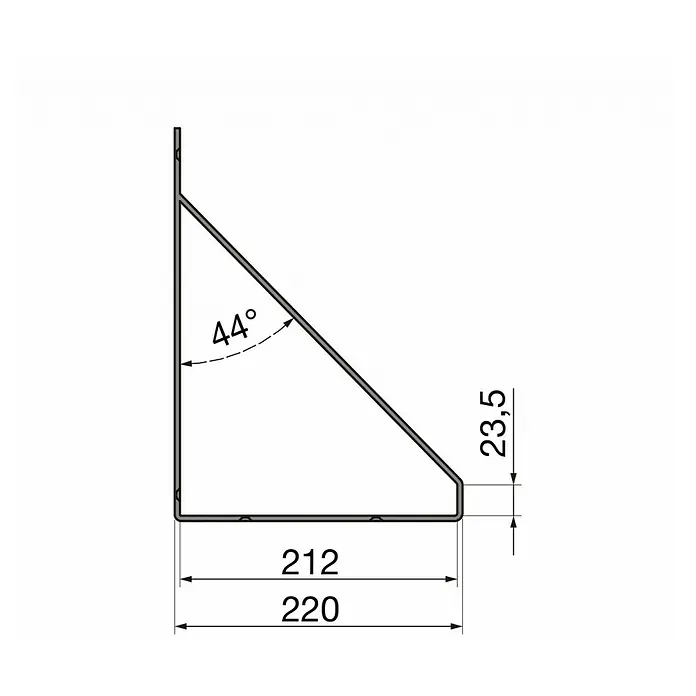 Walteco Wandkonsole - B x L: 22 x 30 cm, Stahl - Abbildung eines Winkelprofils mit Maßen.