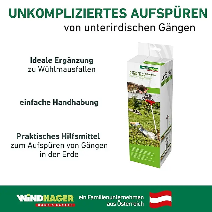 Windhager Zubehör-Set für Wühlmausfallen - 2 -tlg., Metall, Verzinkt - Produktbild des Windhager Maulwurf-Suchstabs, ein praktisches Hilfsmittel zum Aufspüren von Gängen in der Erde.
