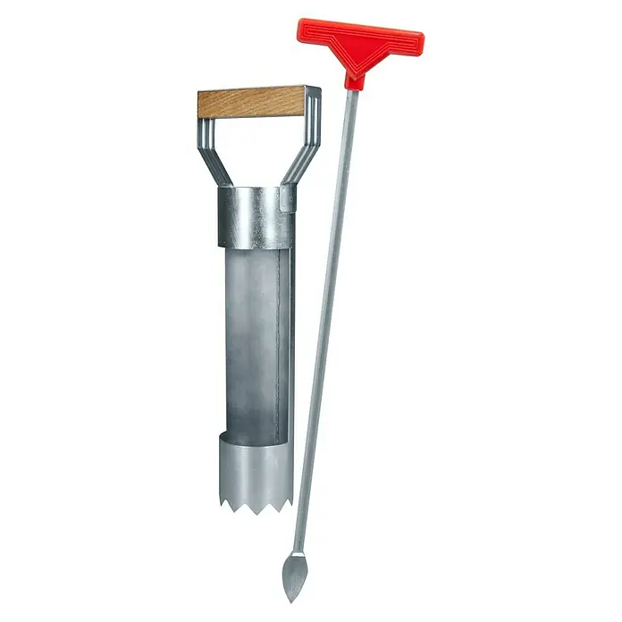 Windhager Zubehör-Set für Wühlmausfallen - 2 -tlg., Metall, Verzinkt - Werkzeuge zum Pflanzen von Blumenzwiebeln. Der Blumenzwiebelpflanzer mit Holzgriff und die Blumenzwiebelspindel mit rotem T-Griff erleichtern das Pflanzen.