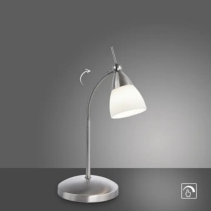Paul Neuhaus Tischleuchte Pino - 3 W, L x B x H: 30 x 29,5 x 45 cm, Stahl, Weiß - Elegante, verstellbare Tischleuchte mit Chrom-Finish und weißem Lampenschirm für eine angenehme Beleuchtung.