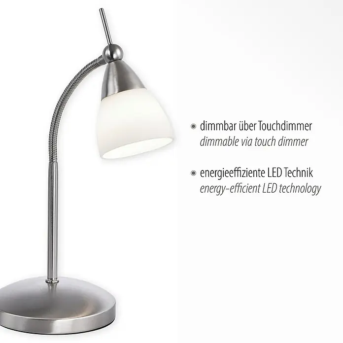 Paul Neuhaus Tischleuchte Pino - 3 W, L x B x H: 30 x 29,5 x 45 cm, Stahl, Weiß - Bild einer dimmbaren LED-Tischleuchte mit Touchdimmer und energieeffizienter LED-Technologie.