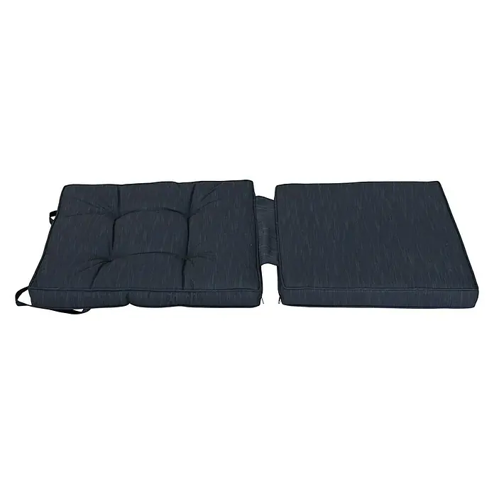 Malaga Ersatzkissen - 2 Stk., Passend für: Sunfun Malaga Loungesofa - Diese Aufnahme zeigt ein dunkelblaues, zweiteiliges Sitzkissen, ideal für Gartenmöbel. Komfort und Stil vereinen sich in diesem Produkt.