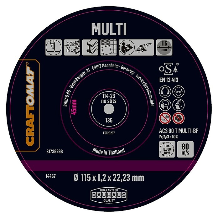 Craftomat Rezni disk ACS60T Multi-BF  (Provrt: 22,23 mm) | BAUHAUS