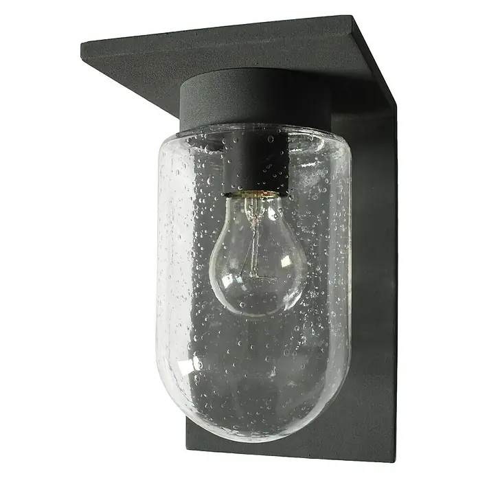 Starlux Außenwandleuchte Elua - 40 W, 19 x 14 x 23 cm, Dunkelgrau, IP44 - Elegante Wandleuchte mit klarem Glas und einer dekorativen Glühbirne. Die Leuchte ist ideal für den Außenbereich und sorgt für ein angenehmes Licht.