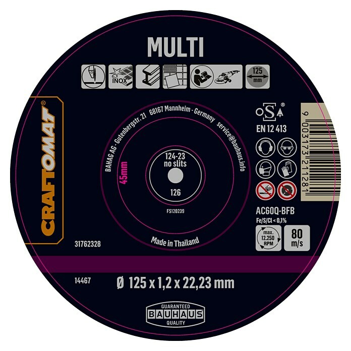 Craftomat Rezni disk AC60Q-BFB Multi  (Prikladno za: Aluminij, Promjer rezne ploče: 125 mm, 1 Kom.) | BAUHAUS