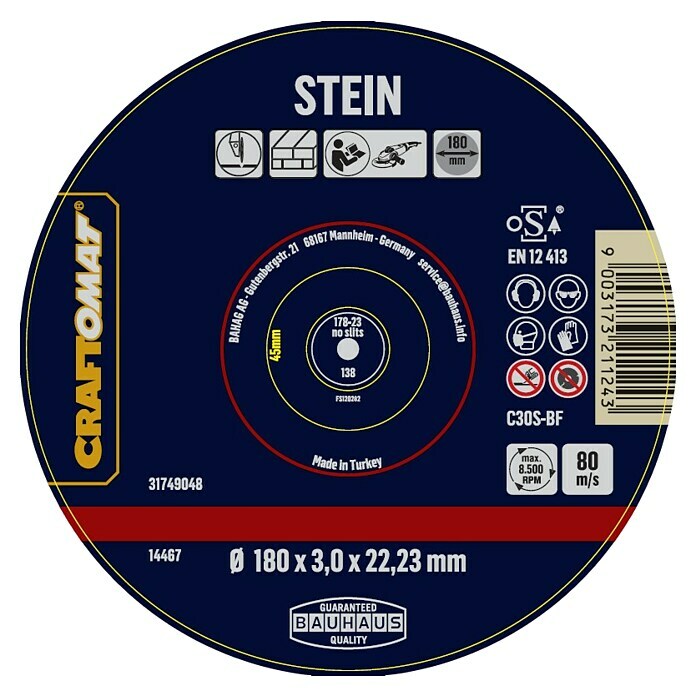 Craftomat Rezni disk C24R-BF  (Prikladno za: Kamen, Promjer rezne ploče: 180 mm, Debljina plohe: 3 mm) | BAUHAUS