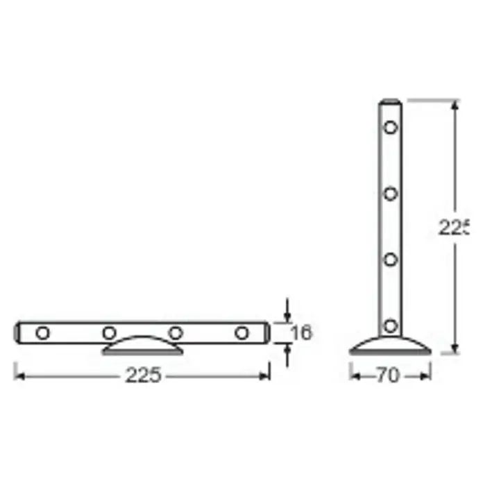 Osram LED-Leuchtstab LEDstixx - Silber, 1 Stk. - Technische Zeichnung eines T-förmigen Metallbeschlags mit Maßen. Ideal für Projekte, die präzise Spezifikationen erfordern.