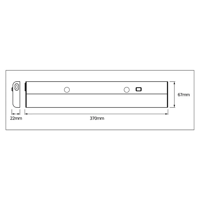 Osram Linear LED-Unterbauleuchte LED Flat - 6 W, Länge: 370 mm, Warmweiß - Produktbild eines linearen LED-Leuchte mit den Maßen 370 x 67 x 22 mm für den Innenbereich. Gut geeignet für Schränke oder Regale.