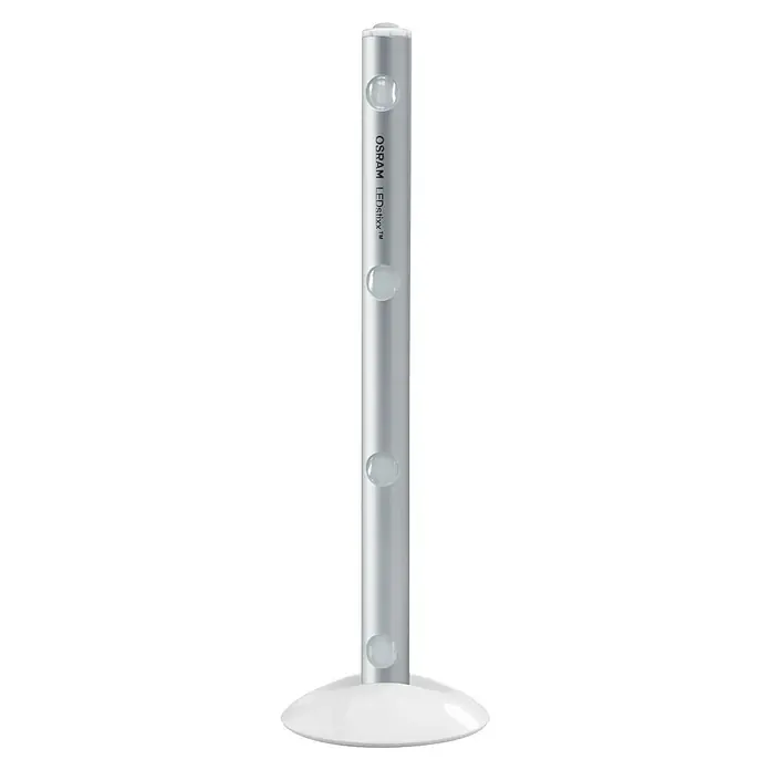 Osram LED-Leuchtstab LEDstixx - Silber, 1 Stk. - Silberne OSRAM LEDstixx-Leuchte mit vier Lichtpunkten auf einem weißen Sockel. Ideal für stimmungsvolle Akzentbeleuchtung im Innenbereich.