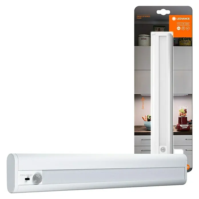 Ledvance LED-Unterbauleuchte Mobile - 2,9 W, Bewegungssensor, L x B x H: 31,4 x 4,8 x 1,8 cm, Weiß - LEDVANCE Linear LED Mobile 300mm: Kompakte Leuchte für flexible Beleuchtungslösungen mit Bewegungssensor für den Innenbereich.