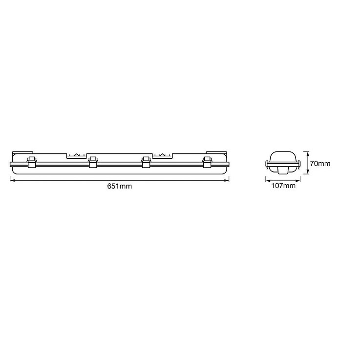 Osram LED-Feuchtraum-Lichtleiste Submarine (2 x 6 W, Länge: 60 cm, IP65)