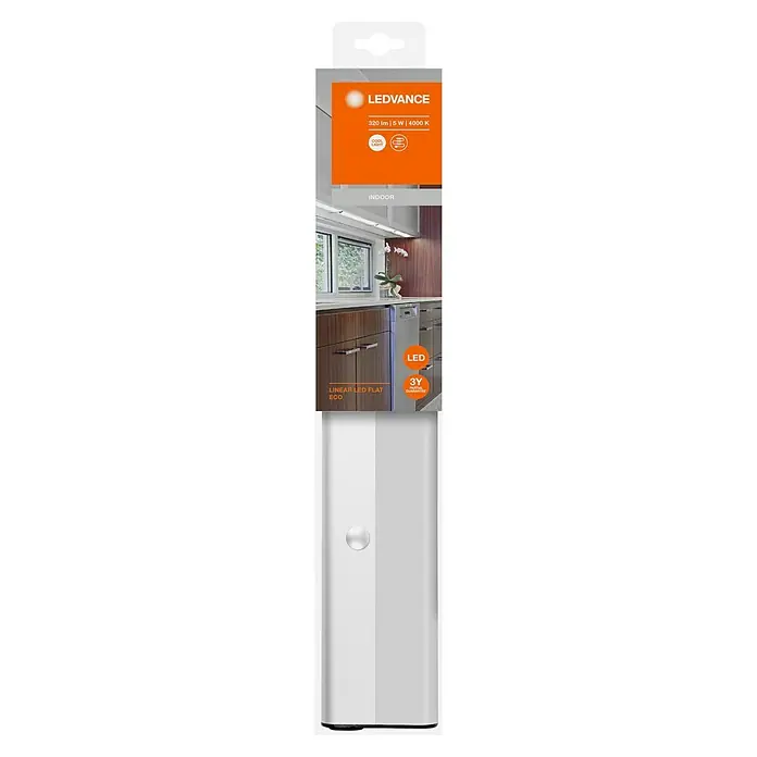 Osram Linear LED-Unterbauleuchte LED Flat - 6 W, Länge: 370 mm, Kaltweiß - LEDVANCE Linear LED Flat ECO Leuchte. Energiesparende LED-Leuchte mit 320 Lumen, 5 Watt Leistung und 4000 Kelvin Farbtemperatur für Innenräume.