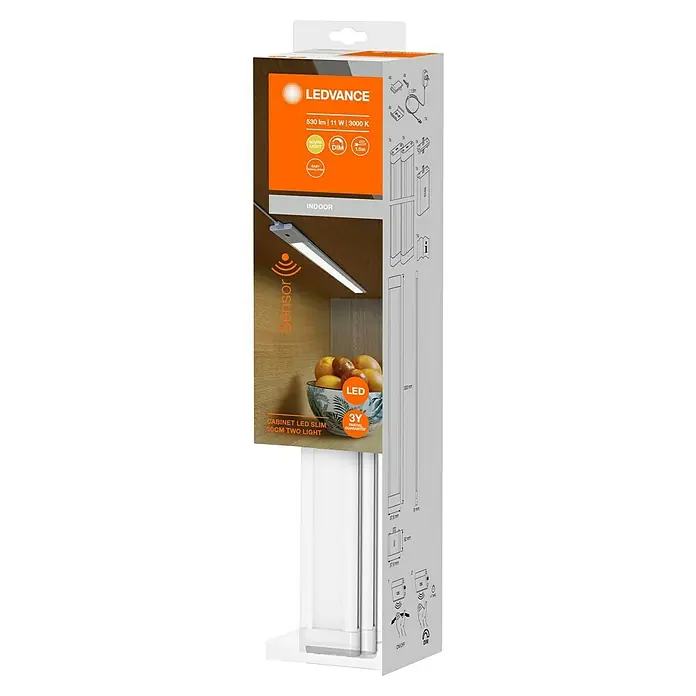 Ledvance LED-Lichtleiste Cabinet Slim - 11 W, Weiß, Länge: 30 cm, 2 Stk. - LEDVANCE Cabinet LED Slim 30cm Two Light: Energiesparende, schlanke LED-Leuchte für den Innenbereich, ideal für Schränke mit Sensor und warmweißem Licht.