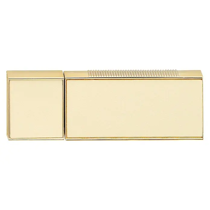 Inofix Pestillo deslizante 3021-2 - Puertas para cuartos de baño, Marfil - Primer plano de una barra de labios dorada con un acabado brillante.