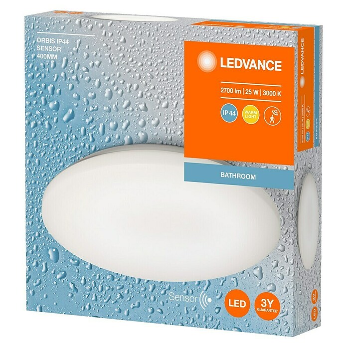 Osram LED-Sensor-Deckenleuchte rund Silara (22 W, Ø x H: 40 x 8,8 cm, Warmweiß, Bad) | BAUHAUS