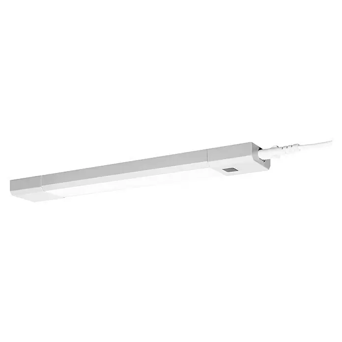 Ledvance LED-Unterbauleuchte Linear Slim Dim Sensor - Lichtfarbe: Warmweiß, 30 cm - Weißes, schlankes LED-Lichtband mit rechteckigem Design und angeschlossenem Netzkabel.