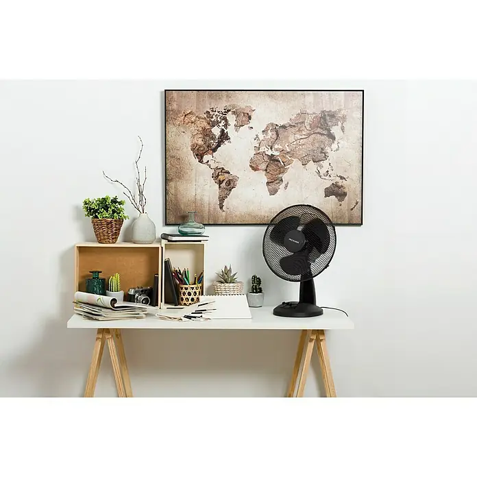 Voltomat Tischventilator - Schwarz, 30 cm - Der schwarze Tischventilator sorgt für eine angenehme Brise am Arbeitsplatz. Kompaktes Design für Schreibtisch oder Regal.