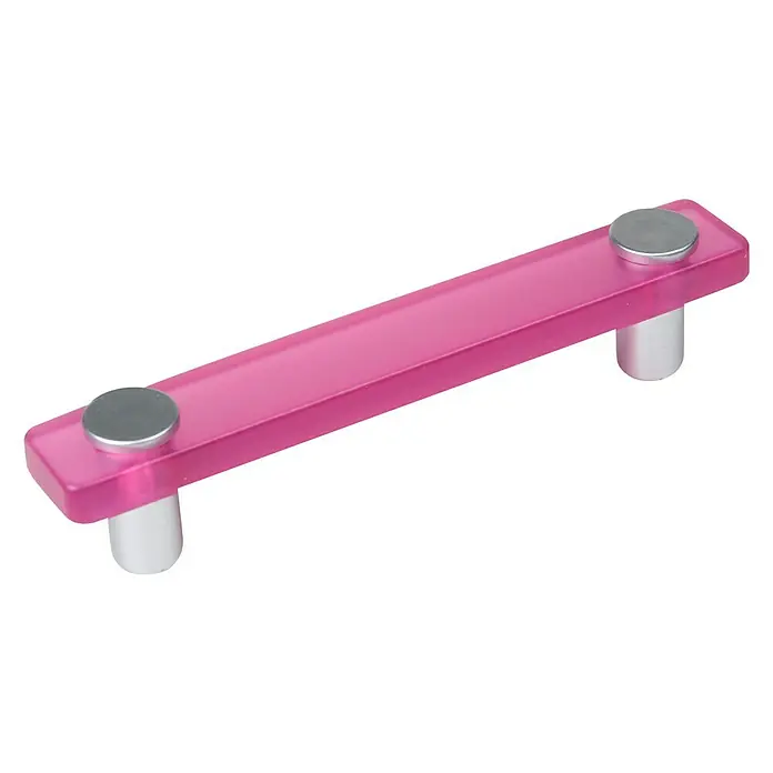 Nesu Tirador para muebles 620MG - L x An x Al: 12,6 x 2,3 x 2,6 cm, Plástico, Rosa - Tirador de mueble acrílico rosa con accesorios plateados para cajones y armarios.