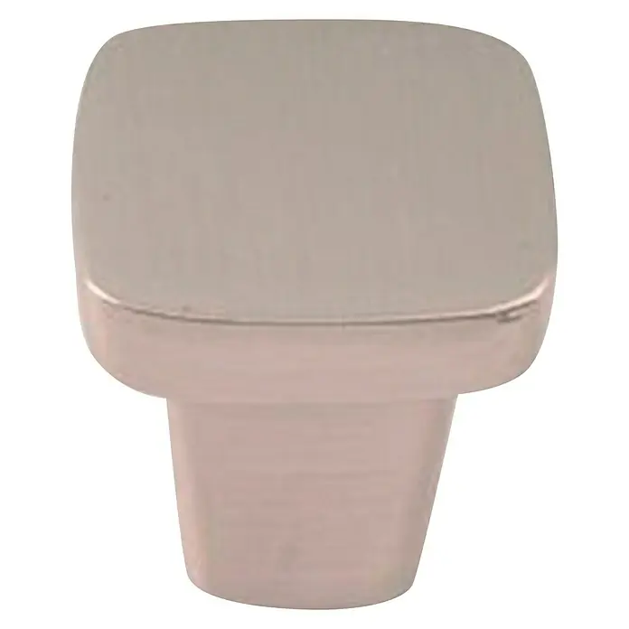 Nesu Tirador para muebles 31216 - L x An x Al: 2,2 x 2,2 x 2,5 cm, Acero - Primer plano de un tirador cuadrado de níquel cepillado, ideal para armarios y cajones.