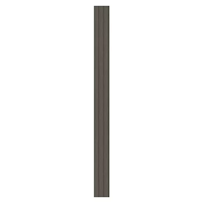 FN Neuhofer Wandpaneel Wally WA030 - Eiche geräuchert, 2.670 x 118 x 12 mm - Dunkelgrau-braune vertikale Wandpaneele in Holzoptik mit sichtbarer Maserung.