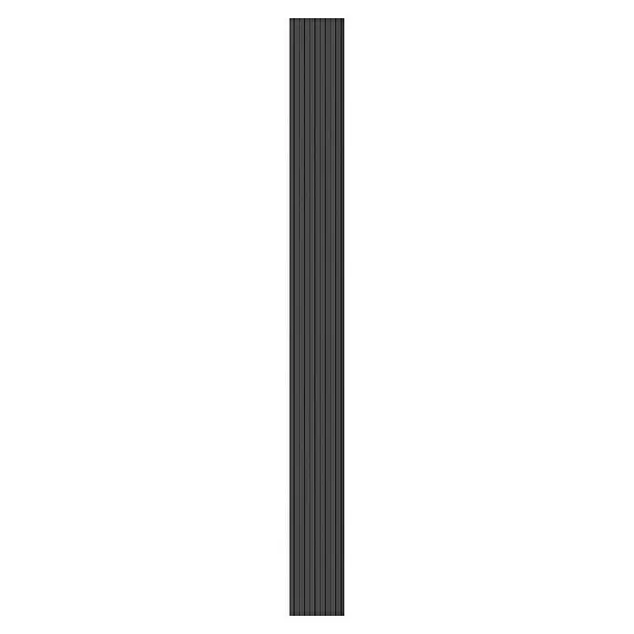 FN Neuhofer Wandpaneel Wally WA010 - Eiche schwarz, 2.670 x 118 x 12 mm - Dunkelgraue vertikale Lamellenplatte.