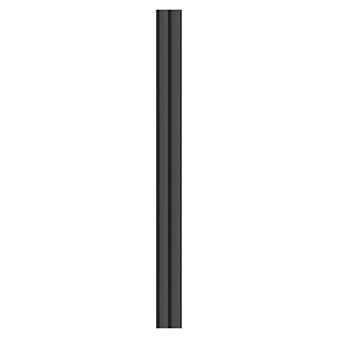 FN Neuhofer Wandpaneel Wally WA090 - Eiche schwarz, 2.670 x 118 x 12 mm - Ein Muster aus abwechselnden dunkelgrauen und schwarzen vertikalen Streifen.