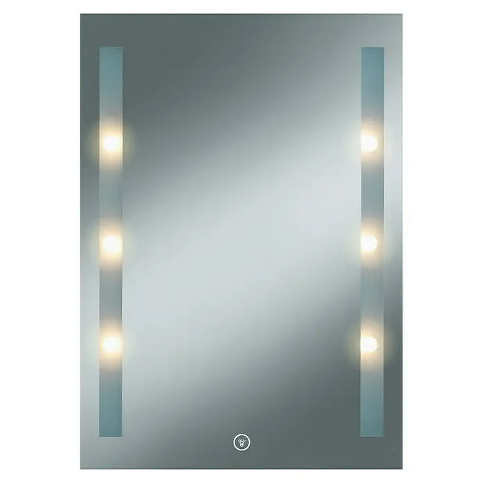 Kristall-Form Lichtspiegel Moonlight - 50 x 70 cm, Leuchtmittel - Beleuchteter Kosmetikspiegel für Badezimmer mit Touch-Sensor zur optimalen Ausleuchtung für Make-up und Pflege.