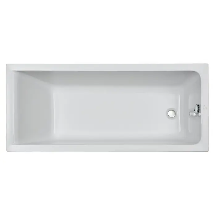 Camargue Badewanne Orlando - 160 x 70 cm, Sanitäracryl, Weiß - Bild einer rechteckigen Badewanne in strahlendem Weiß, die eine moderne und saubere Ästhetik für jedes Badezimmer bietet.