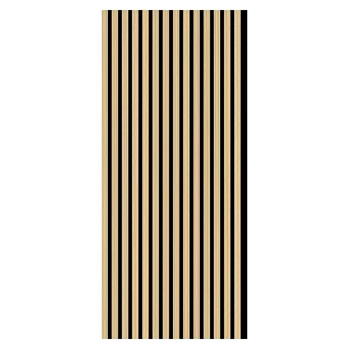 FN Neuhofer Akustikpaneel Acustico - Kiefer, L x B x S: 1.195 x 572,5 x 18 mm - Vertikale helle Holzlamellen mit dunklen Zwischenräumen, bilden eine dekorative Wandplatte.