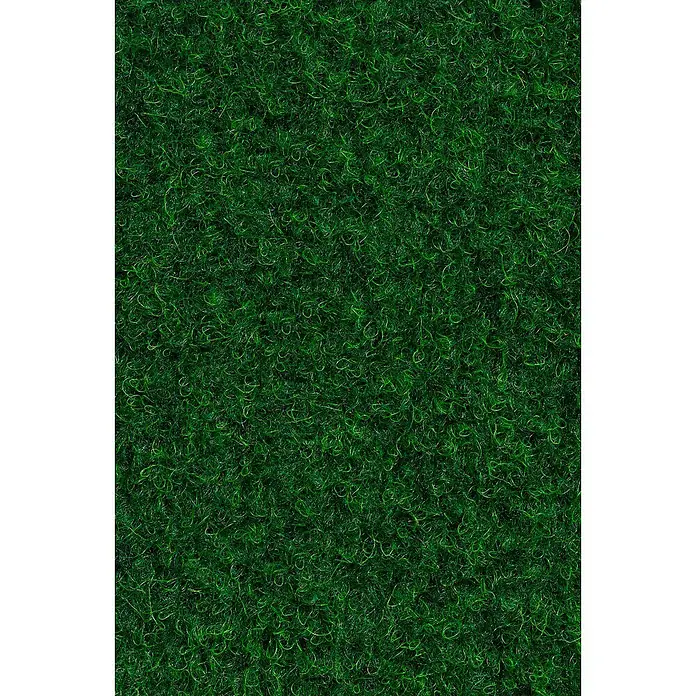 Rasenteppich Meterware Green - Breite: 150 cm, Grün, Mit Drainagenoppen - Nahaufnahme eines grünen Teppichs mit dichter Faserstruktur, ideal für gemütliche Innenräume und strapazierfähige Bodenbeläge.