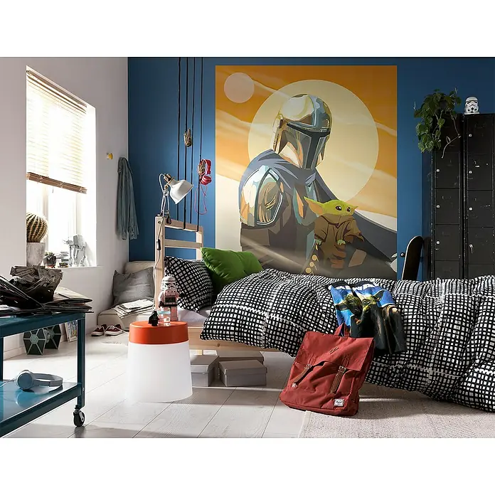 Komar Star Wars Fototapete The Mandalorian - Hunt for Grogu - B x H: 200 x 250 cm, Vlies - Schlafzimmer mit Mandalorianer-Thema, einschließlich Bettwäsche, Poster und Accessoires. Perfekt für junge Star Wars-Fans.