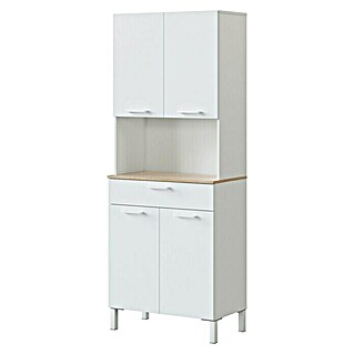 Aparador buffet Kira (L x An x Al: 40 x 72 x 186 cm, Blanco Artik/Roble Canadian, Número de cajones: 1 ud., Número de puertas: 4 ud.)