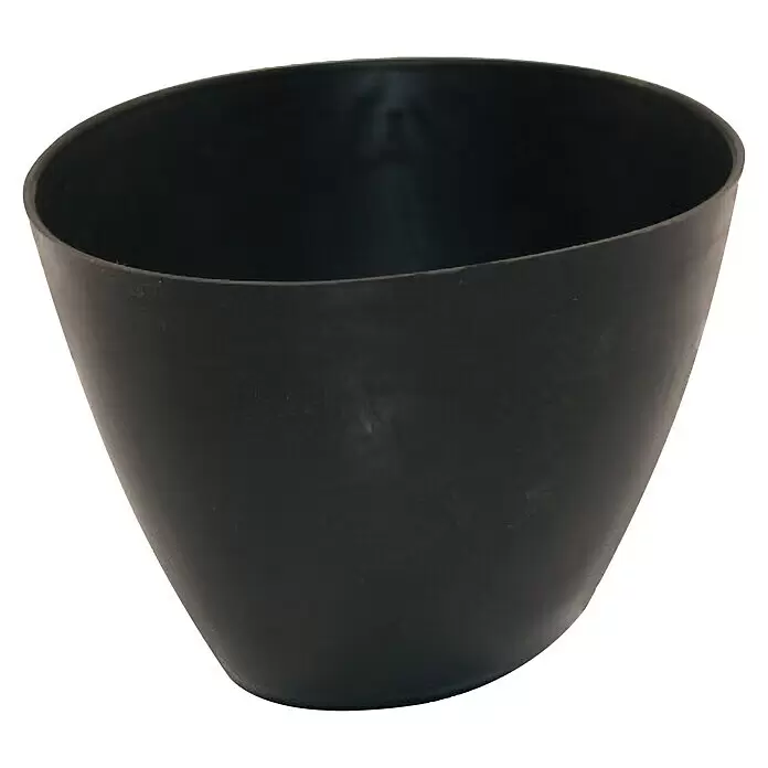 Heka Gipsbecher - Oval, Schwarz - Mattschwarzer konischer Pflanzkübel mit schrägem Oberrand.