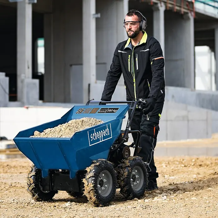 Scheppach Raddumper DP 3000 - 4.100 W, 196 cm³, Fassungsvermögen: 125 l, Benzin - Der Scheppach Elektro-Dumper ist mit einer Traglast von bis zu 300 kg ideal für den Transport von Materialien auf Baustellen oder im Garten.