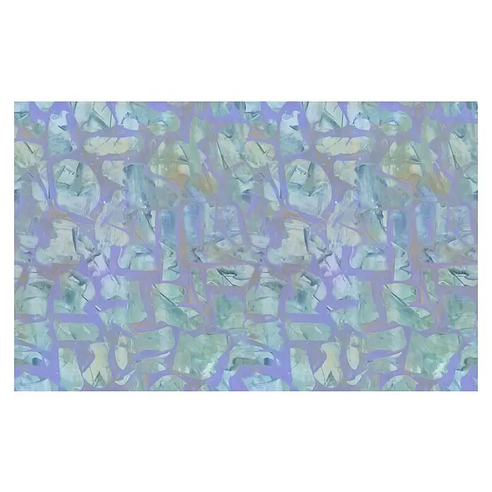 Komar Pure 2 Fototapete Opal Waters - B x H: 400 x 250 cm, Vlies - Abstraktes Muster mit hellblau-grünen und beigefarbenen Pinselstrichen, überlagert von dicken, wellenförmigen hellvioletten Linien.