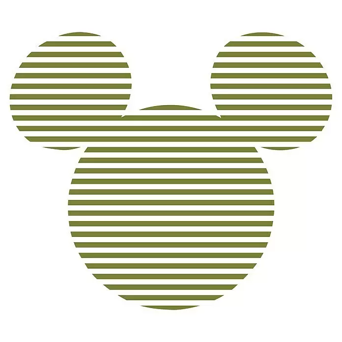 Komar Dots Fototapete rund Disney Mickey Head Stripes - 128 cm, Selbstklebend - Micky-Maus-Kopf-Silhouette mit grün-weißen Querstreifen.
