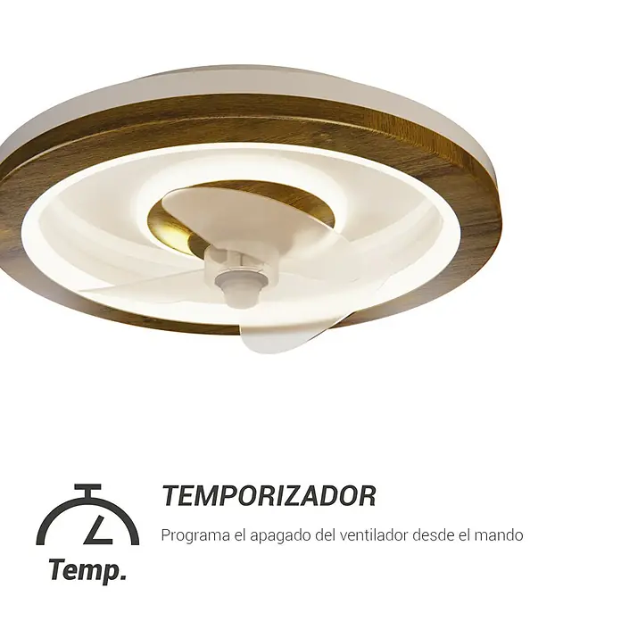 Sulion Ventilador de techo Simun - Madera, 48 cm, 39 W, Blanco neutro - Esta lámpara de techo con ventilador proporciona una circulación de aire agradable e iluminación.