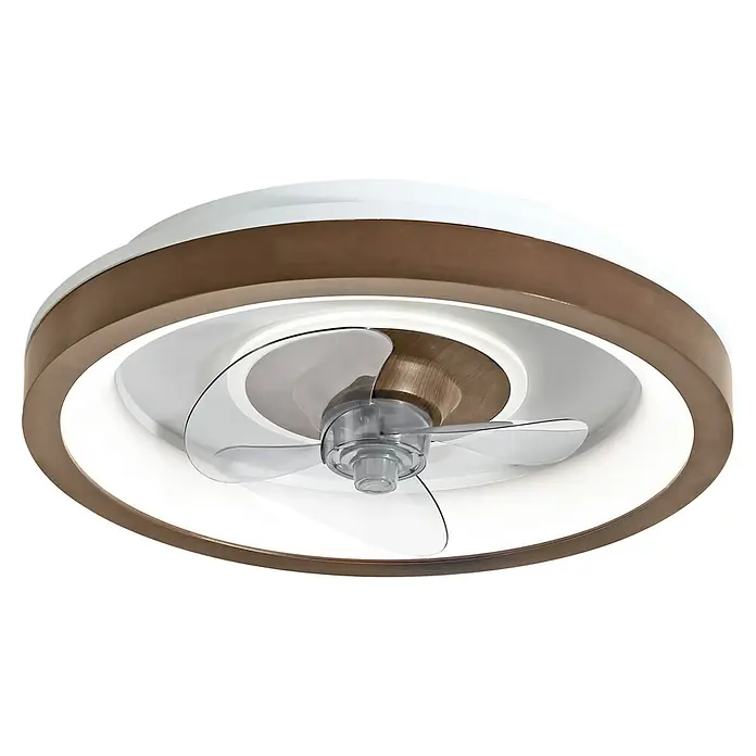 Sulion Ventilador de techo Simun - Madera, 48 cm, 39 W, Blanco neutro - Una lámpara de techo moderna con ventilador integrado proporciona un ambiente interior agradable con su diseño marrón y blanco.