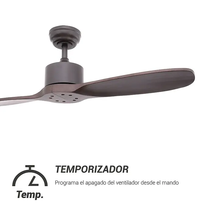 Sulion Ventilador de techo Dual Outdoor - Nogal, 106 cm, 14 W - Ventilador de techo de tres palas en acabado oscuro. Se puede configurar una función de temporizador con el mando a distancia.