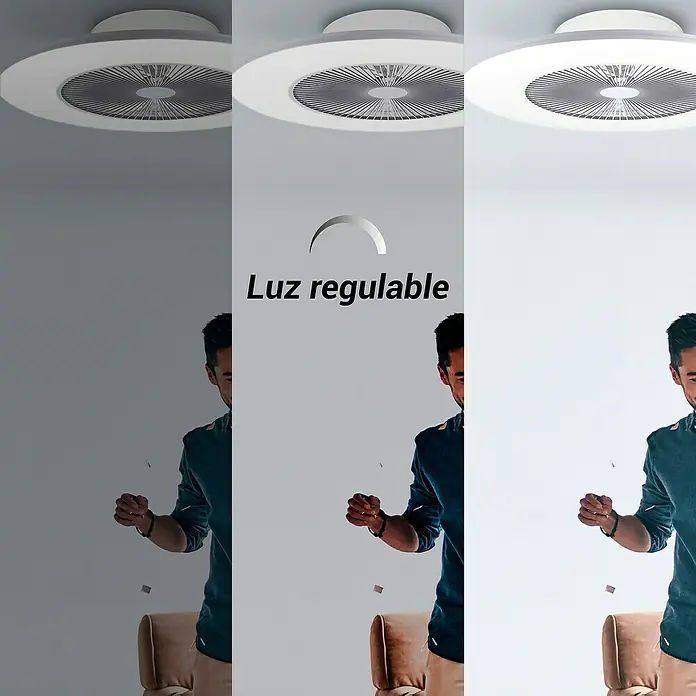 Sulion Ventilador de techo Daikiri XL - Blanco, 80 cm, 55 W, Blanco neutro - Ventilador de techo con iluminación LED regulable para un ambiente flexible y agradable. Diseño moderno que encaja perfectamente en cualquier habitación.