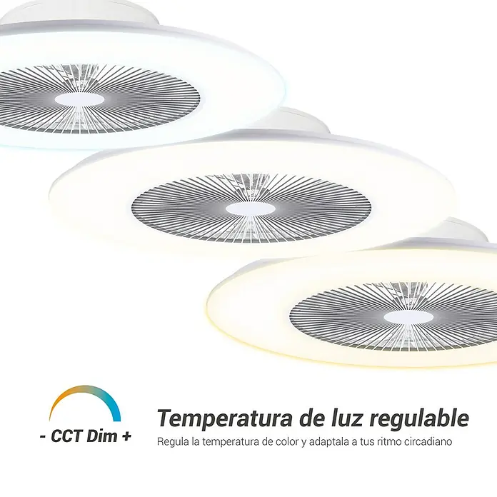 Sulion Ventilador de techo Daikiri XL - Blanco, 80 cm, 55 W, Blanco neutro - Tres ventiladores de techo LED modernos con temperatura de color ajustable. Perfecto para salones o dormitorios.
