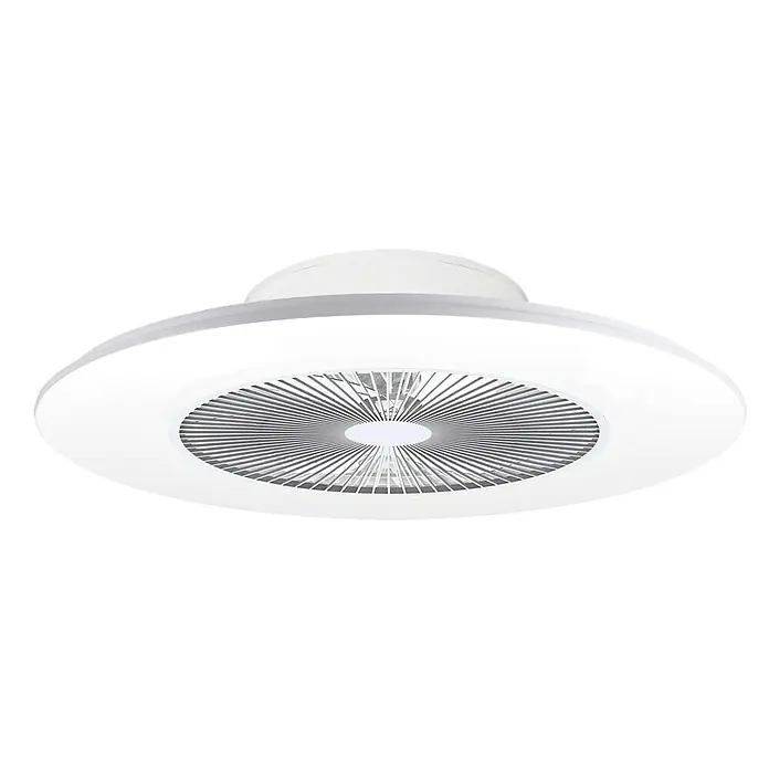 Sulion Ventilador de techo Daikiri XL - Blanco, 80 cm, 55 W, Blanco neutro - Primer plano de una moderna lámpara de techo blanca con ventilador integrado, que muestra un elemento de diseño elegante y funcional.